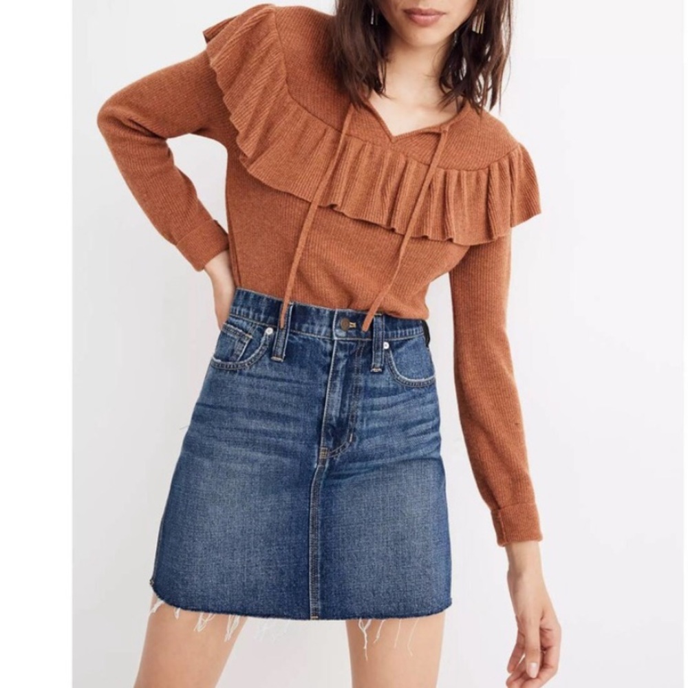 Madewell rigid straight denim mini skirt size 24
